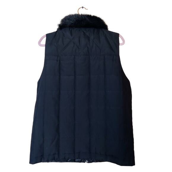 Lauren Ralph Lauren Black Quilted Puffer Vest Medium Faux Fur Collar Apres Ski - Picture 2 of 10